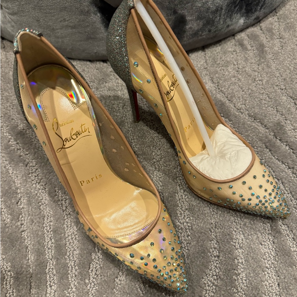 Christian Louboutin Follies Strass heels.Size 34.5.Excellent condition.Brand new